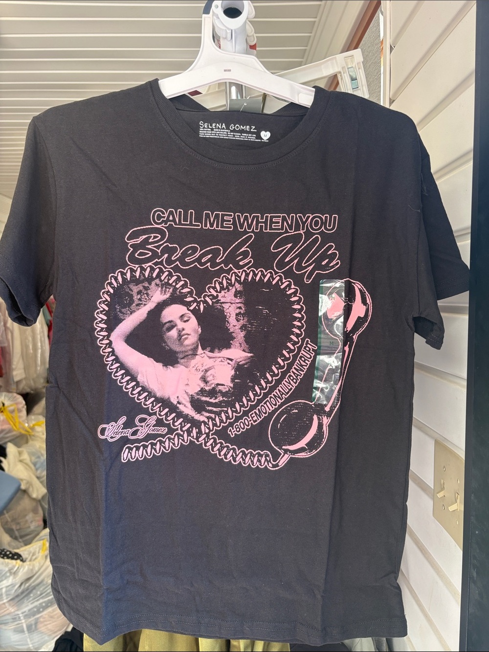 5/$10 Selena Gomez Men’s Black Graphic Tee - 'Call Me When You Break Up'